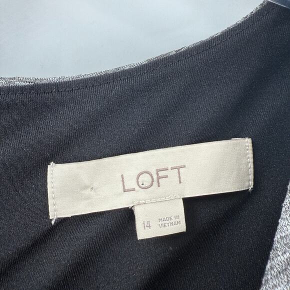 Loft Women's Gray Black Colorblock Back Zip Short Sleeve Mini Dress Size 14 - Picture 6 of 11